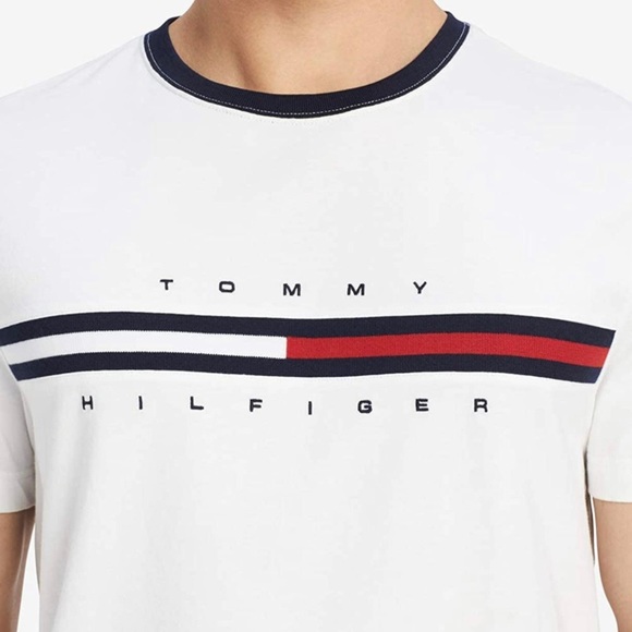Tommy Hilfiger Mens Extra Small Short Sleeve Tee Logo White - Picture 7 of 7